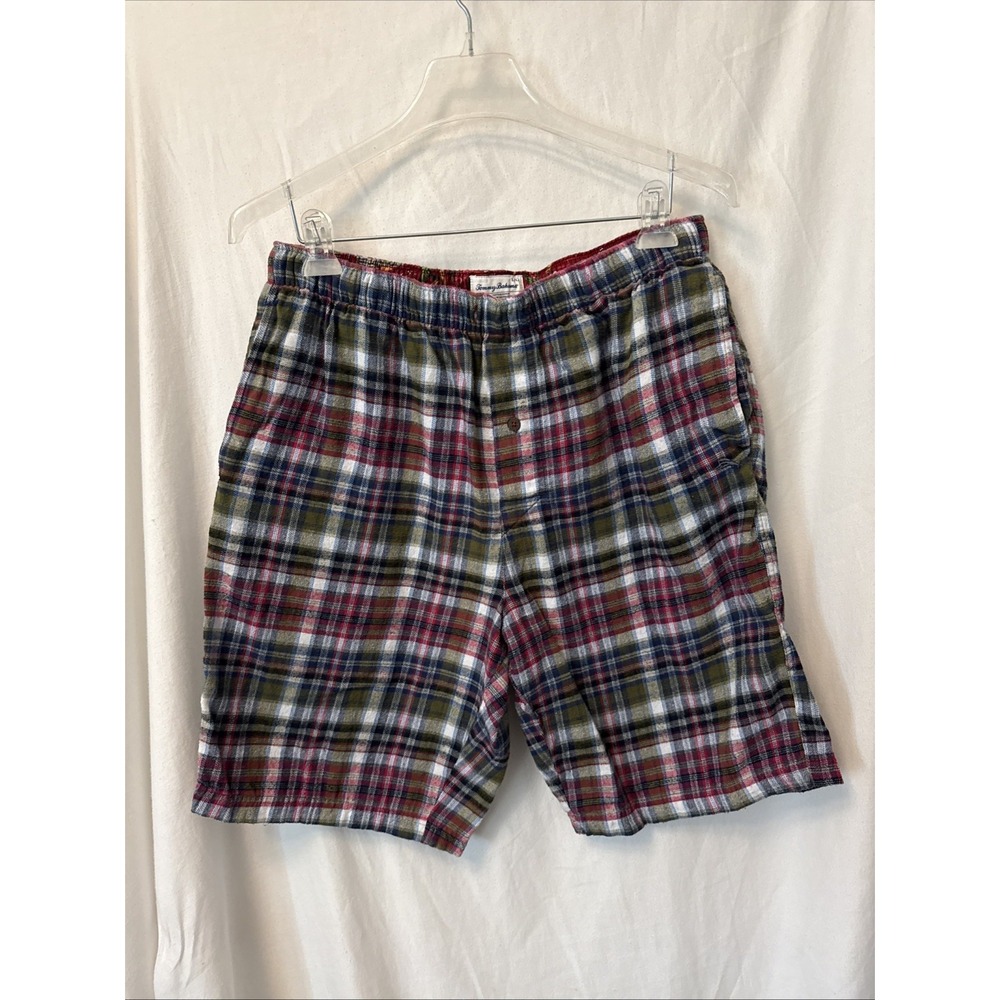 Tommy Bahama Mens Large Plaid Cotton Lounge Pajama Shorts Blue Red Green